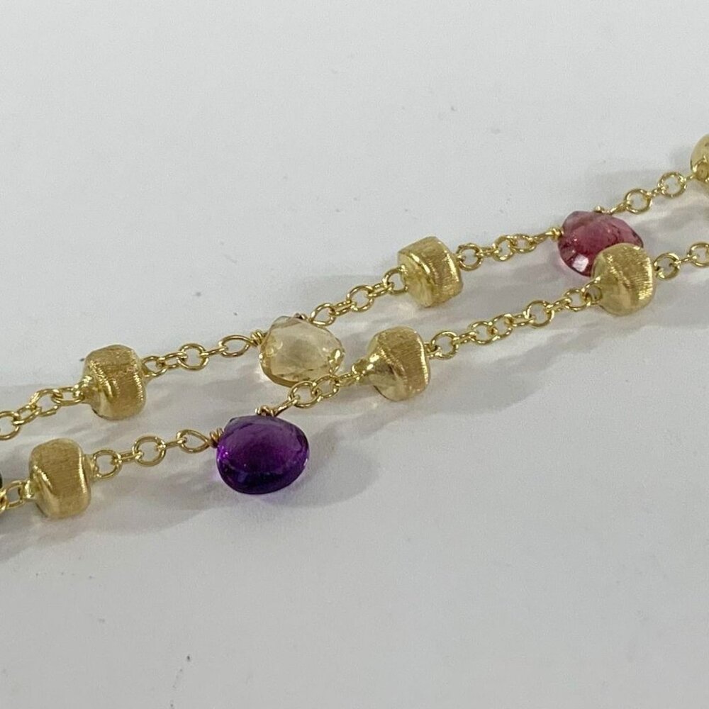 Marco Bicego Paradise 18K 2 Strand Bracelet 6.75-7.5" Multi-Gemstone 10g - Picture 9 of 13